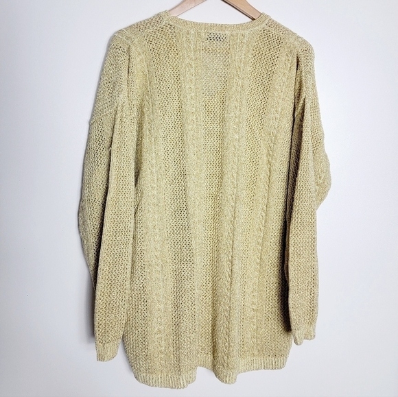 Vintage David David Cotton Blend Gold Metallic Thread Women's Sweater Size L - Picture 6 of 7